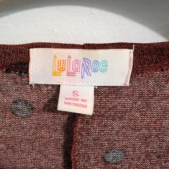 LuLaRoe Sarah Cardigan, size S, new but without tags, redish brown with black po - Picture 2 of 5
